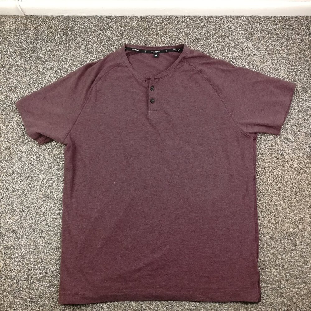 Public Rec Shirt Henley Performance Burgundy Red Mens XL